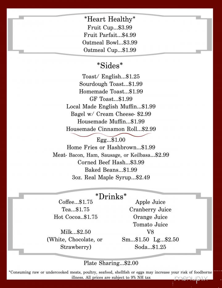Cindy's Place - Wakefield, NH menu_pic
