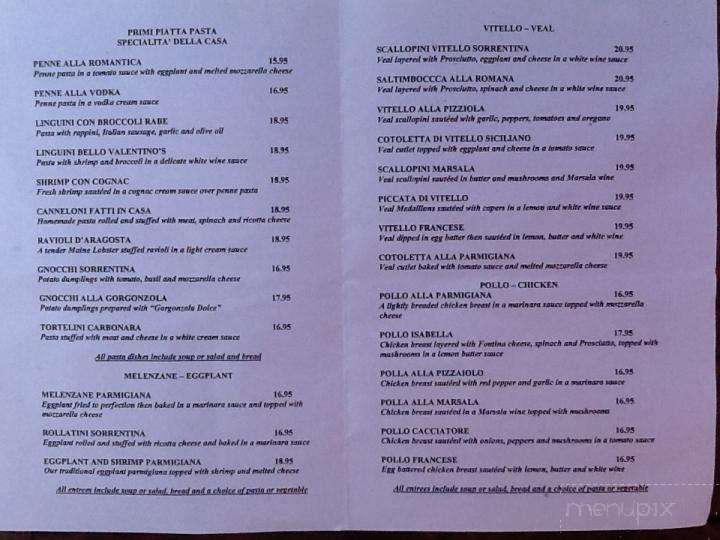 Bello Valentino's - New Smyrna Beach, FL menu_pic
