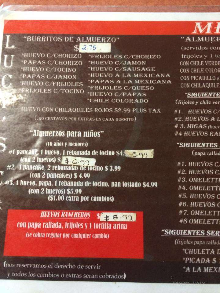 Lucy's Cafe - Odessa, TX menu_pic