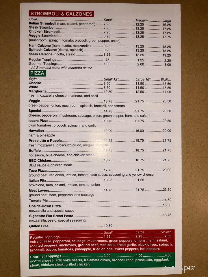 Iccara Pizzeria - Coatesville, PA menu_pic