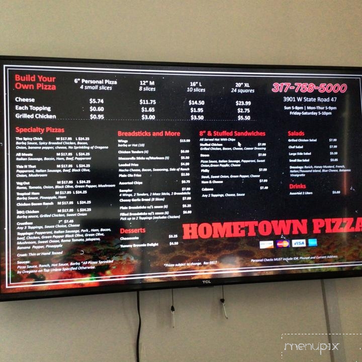 Hometown Pizza - Sheridan, IN menu_pic