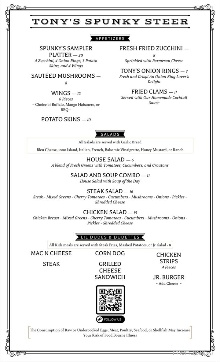 Tony's Spunky Steer - Chino, CA menu_pic