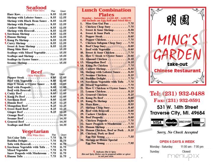 Ming's Garden - Traverse City, MI menu_pic