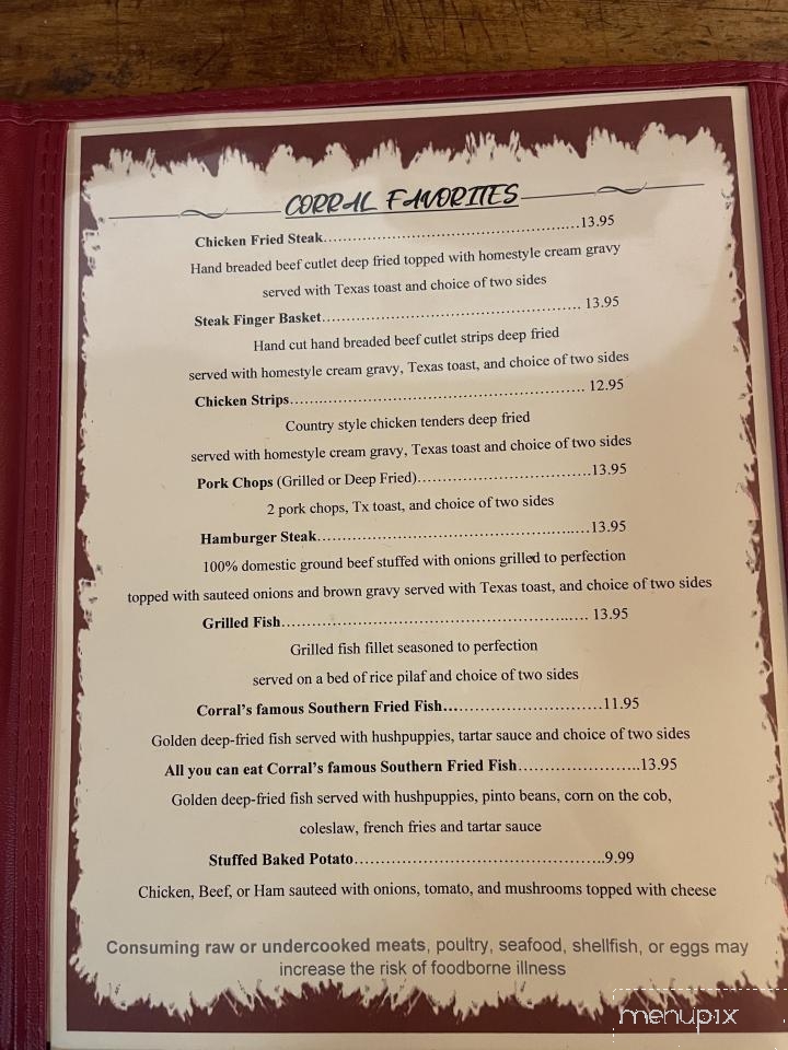 The Corral - Coleman, TX menu_pic