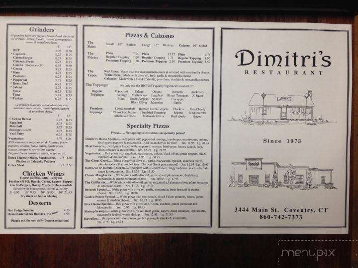 Dimitri's Pizza Restaurant - Coventry, CT
