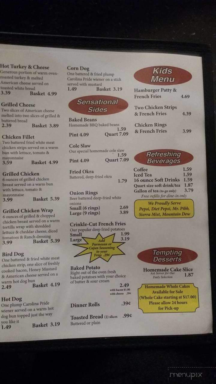Cafe - Jonesville, SC menu_pic