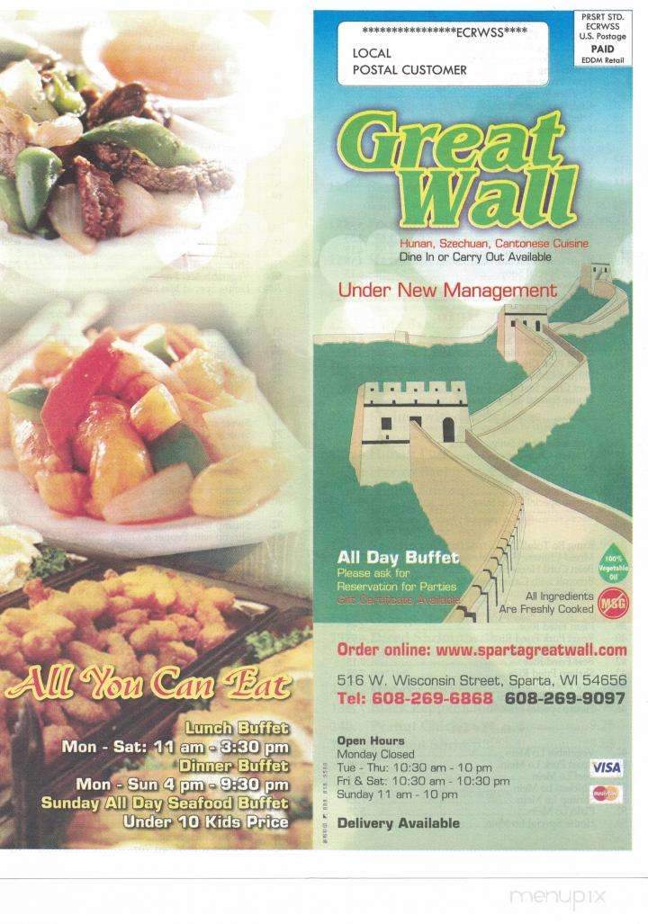 Great Wall Buffet - Sparta, WI menu_pic