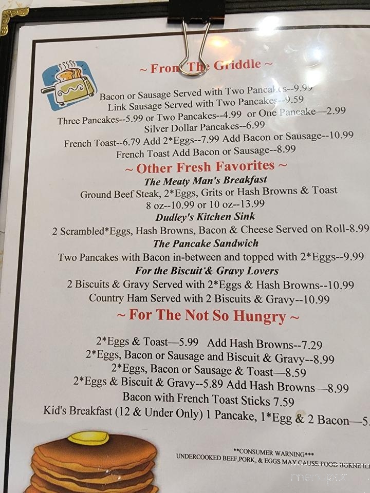 Dudley's Truck Stop - Rocky Mount, VA menu_pic
