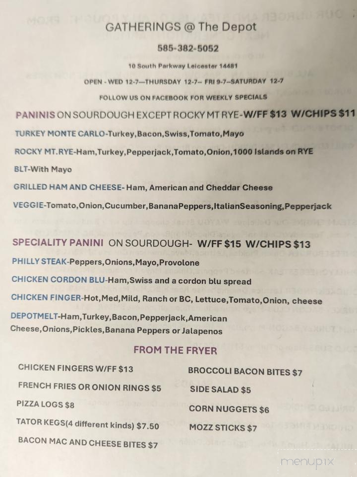 Gatherings At the Depot - Leicester, NY menu_pic