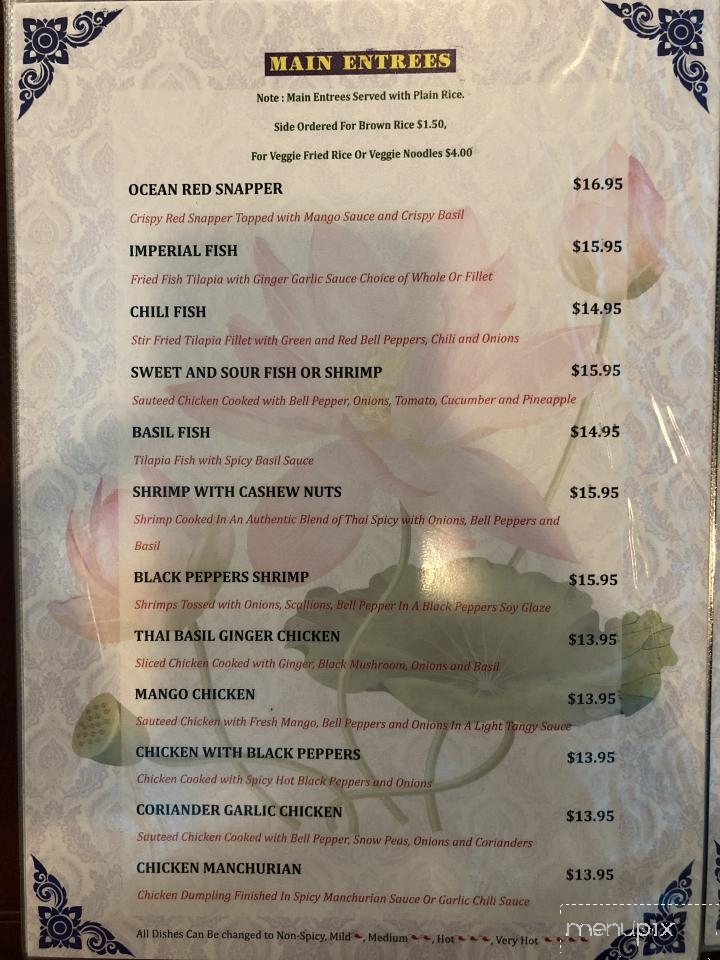 Thai Lotus Thai Cuisine - North Brunswick Township, NJ menu_pic
