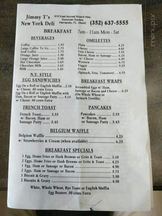 Jimmy T's New York Deli - Hernando, FL menu_pic