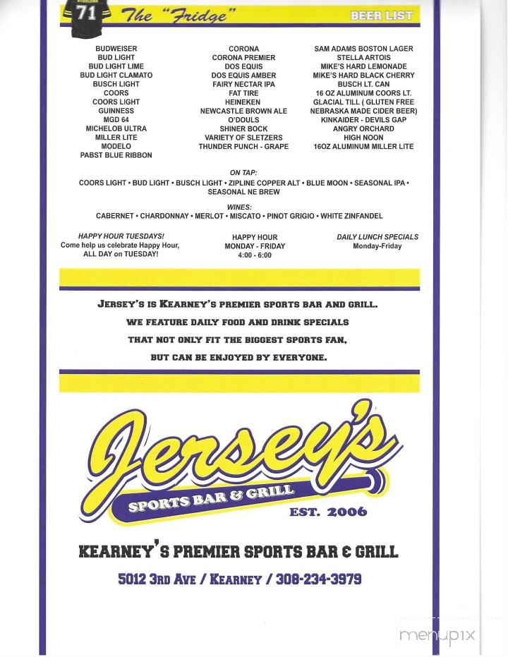Jersey's Sports Bar & Grill - Kearney, NE menu_pic