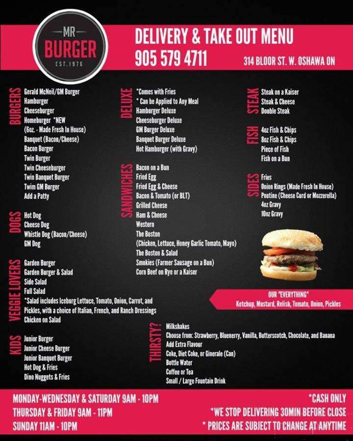 Mr. Burger - Oshawa, ON menu_pic