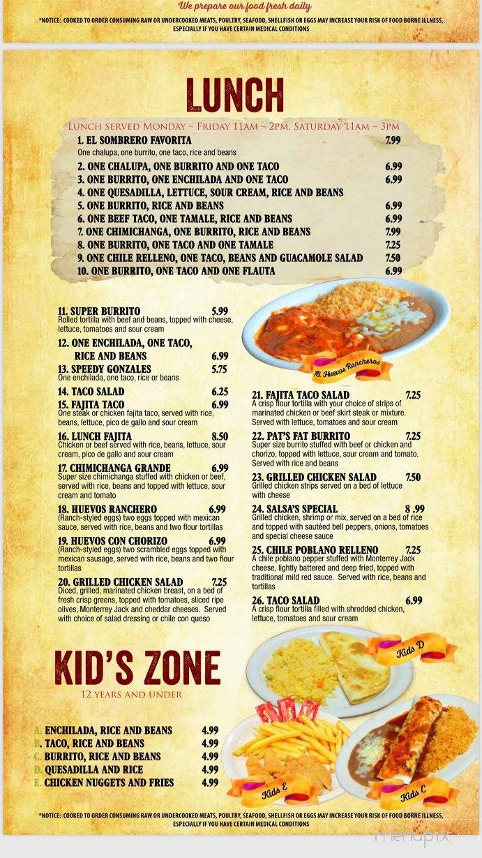 El Sombrero Mexican Restaurant - Mccomb, MS menu_pic