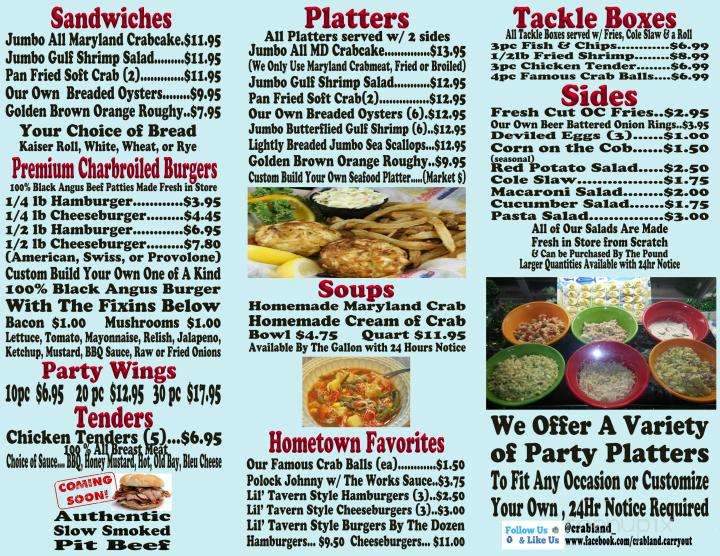 Crabland - Essex, MD menu_pic