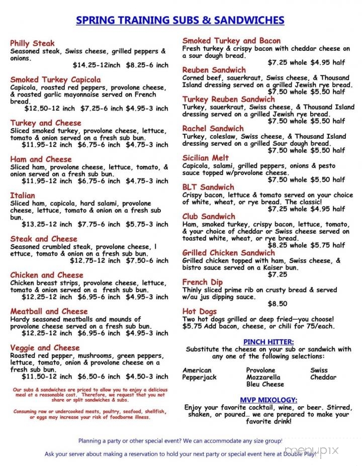 Double Play Sports Bar & Nightclub - Oil City, PA menu_pic