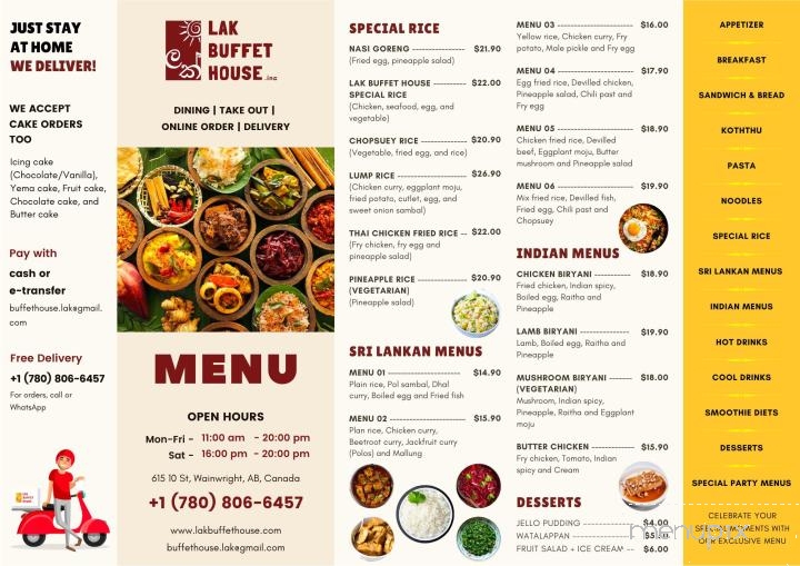 Lak Buffet House - Wainwright, AB menu_pic