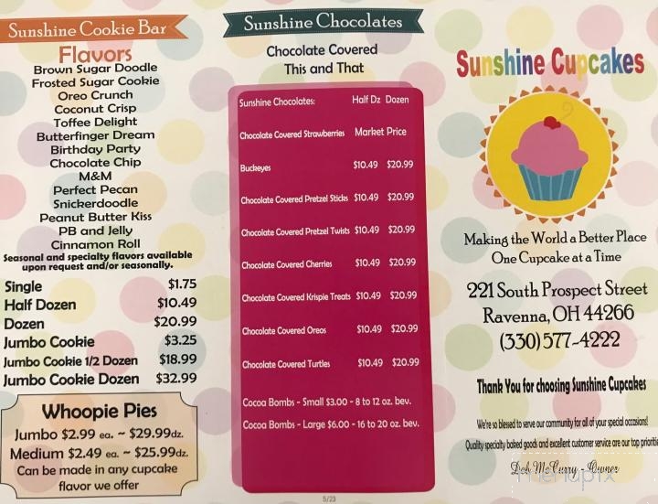 Sunshine Cupcakes Etc - Ravenna, OH menu_pic