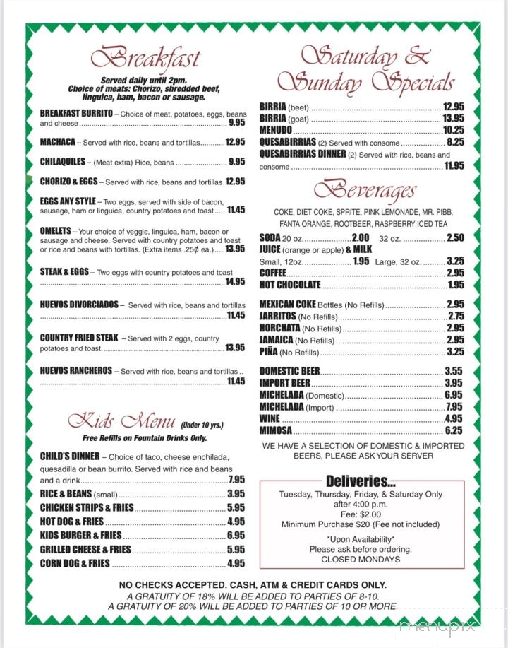 Santi's Mexican Grill and Banquet - Newman, CA menu_pic
