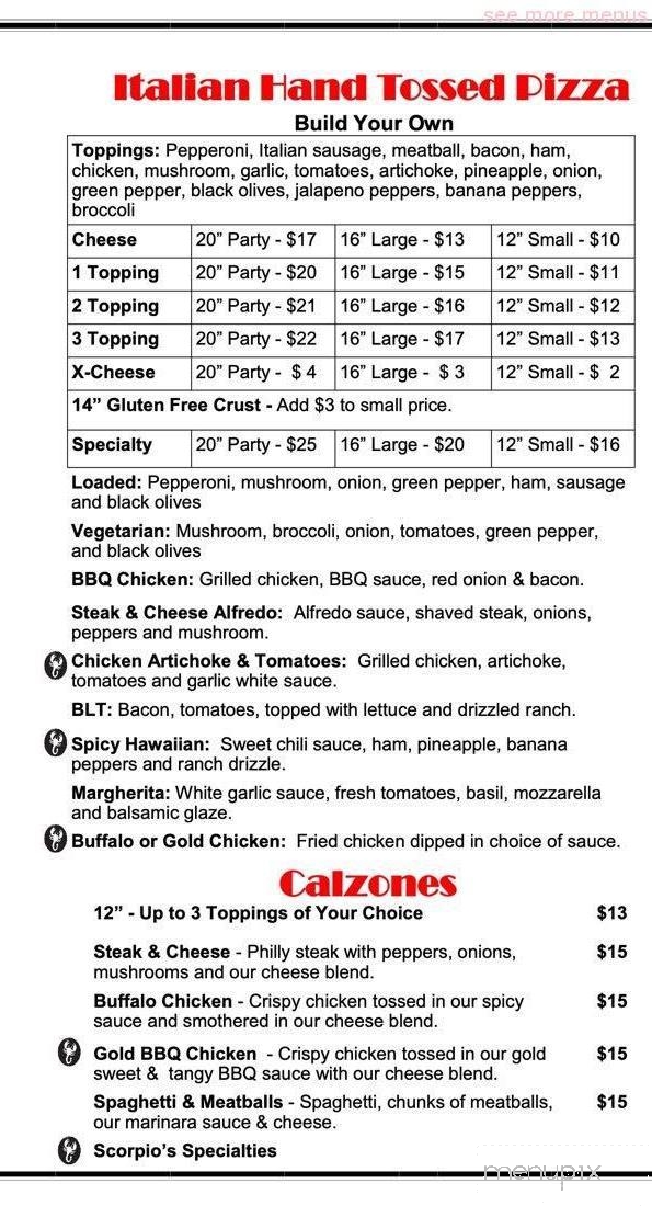 Scorpio's Pizzaria - Lancaster, NH menu_pic