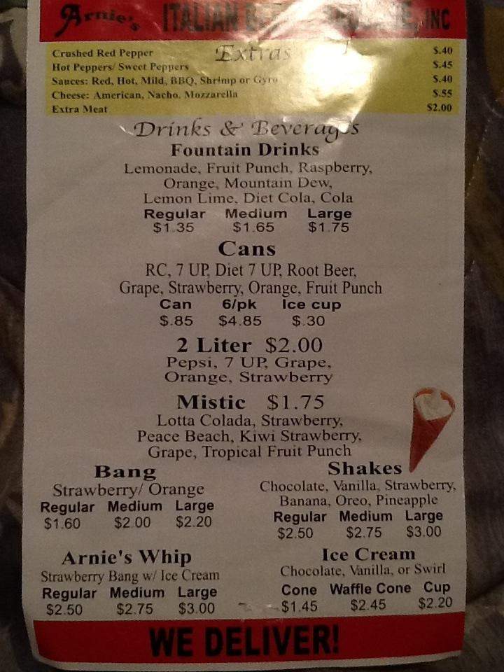 Arnie's Pizza - Harvey, IL menu_pic