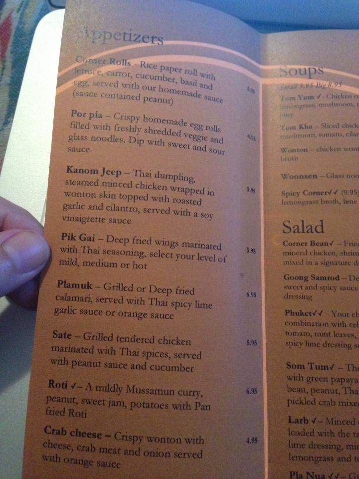 Corner Thai Cafe - Westerly, RI menu_pic