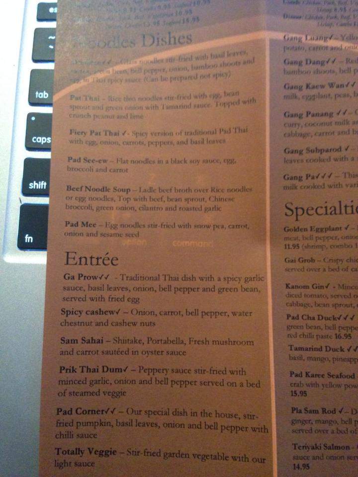 Corner Thai Cafe - Westerly, RI menu_pic