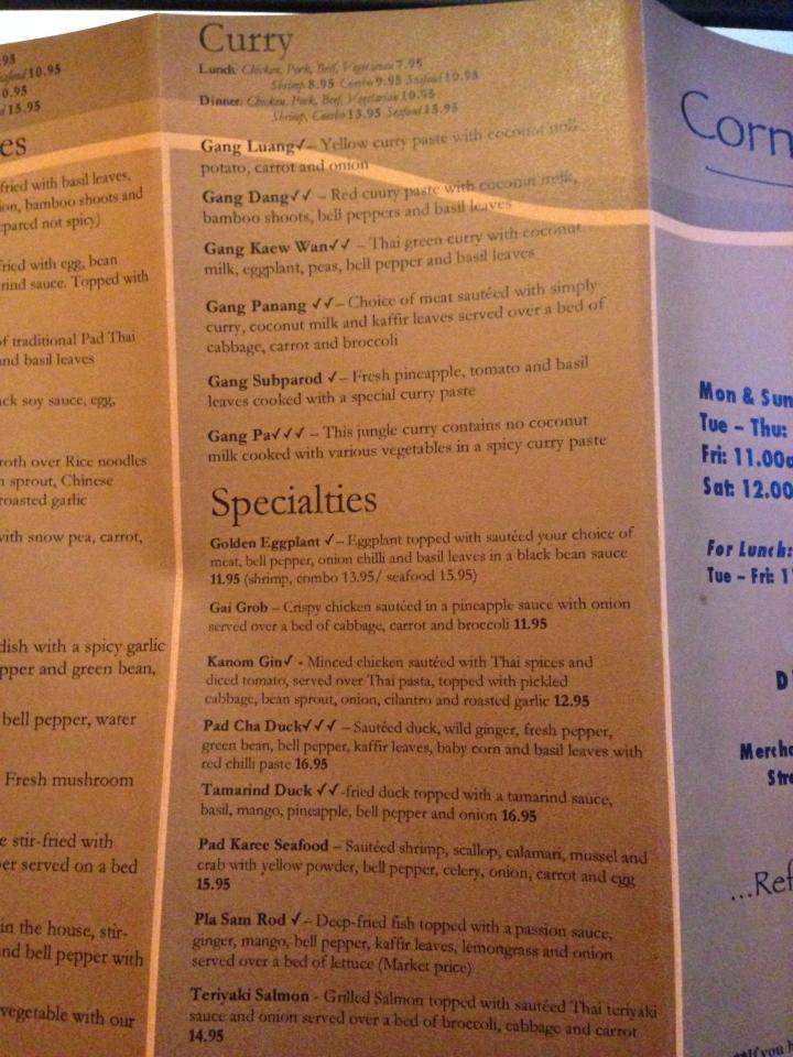 Corner Thai Cafe - Westerly, RI menu_pic