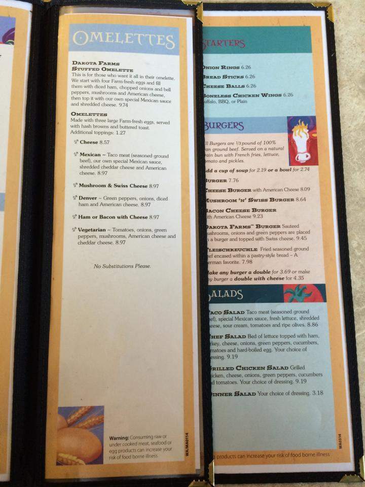 Dakota Farms Family Restaurant - Washburn, ND menu_pic