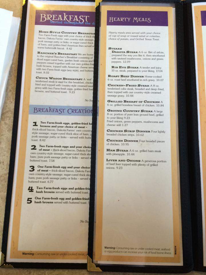 Dakota Farms Family Restaurant - Washburn, ND menu_pic