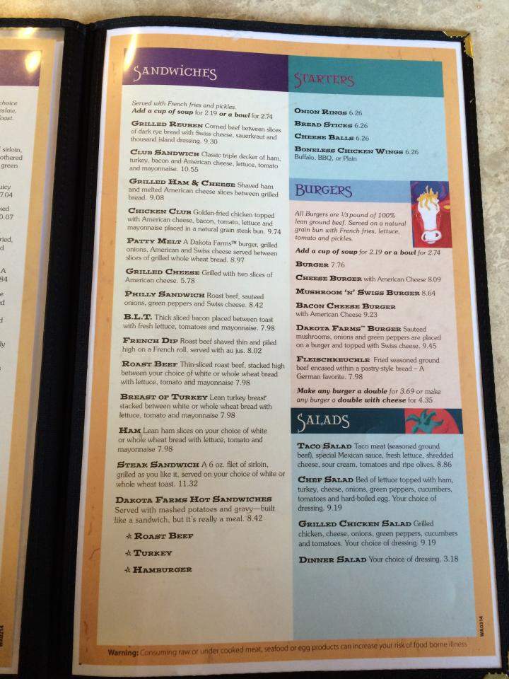 Dakota Farms Family Restaurant - Washburn, ND menu_pic