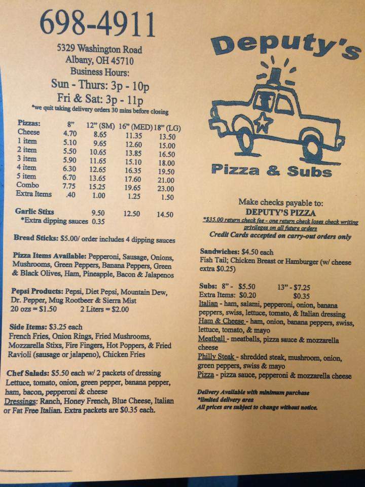Deputy's Pizza & Subs - Albany, OH