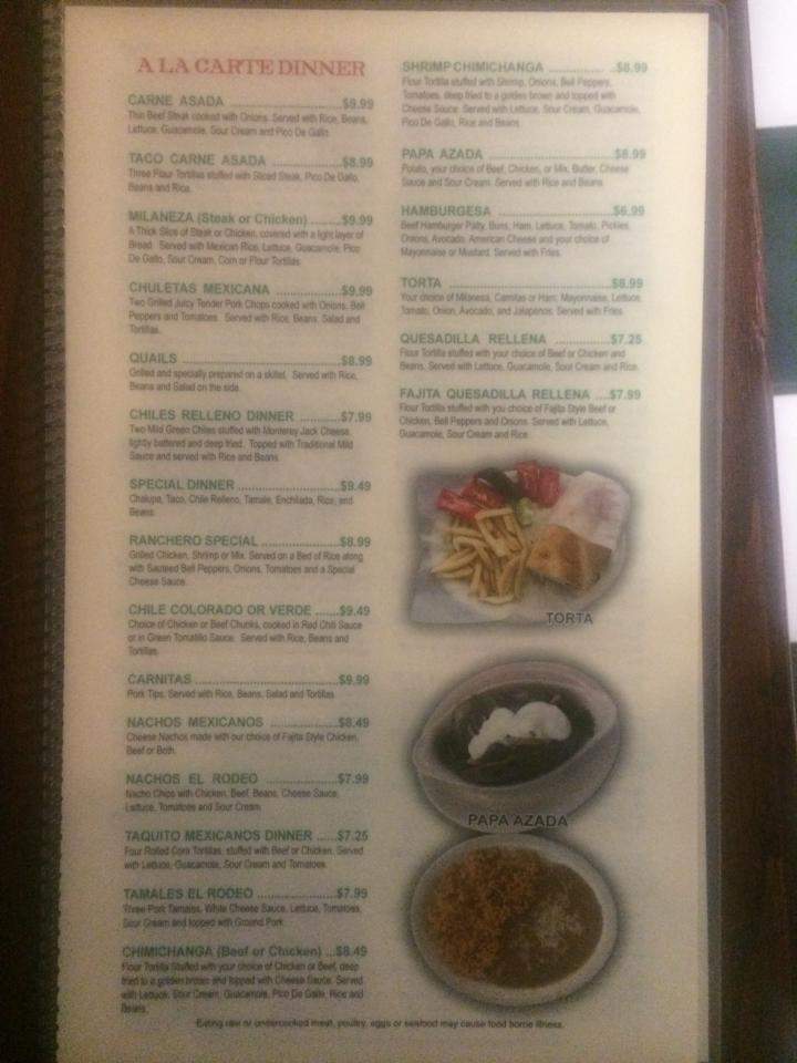 The Rodeo Mexican Grill - Jonesboro, AR menu_pic