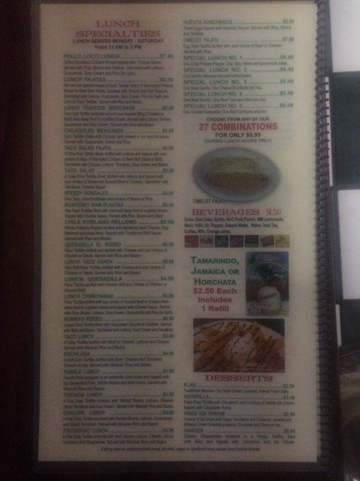 The Rodeo Mexican Grill - Jonesboro, AR menu_pic