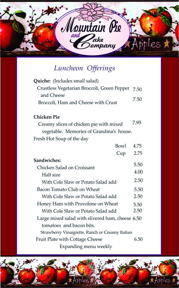 Mountain Pie Company - Hendersonville, NC menu_pic