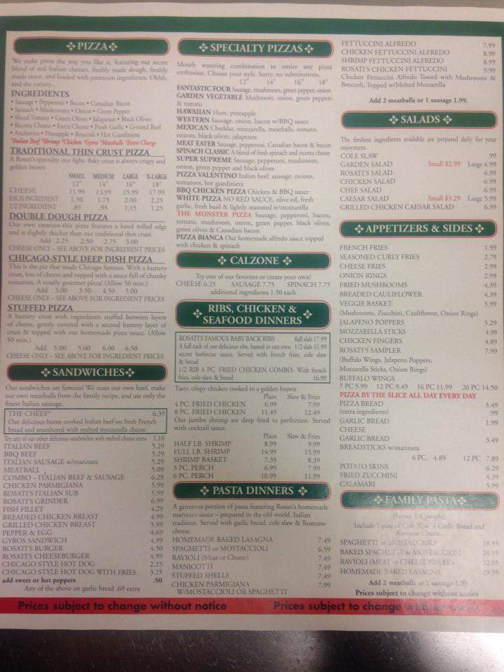 Rosati's Pizza - Sugar Grove, IL menu_pic