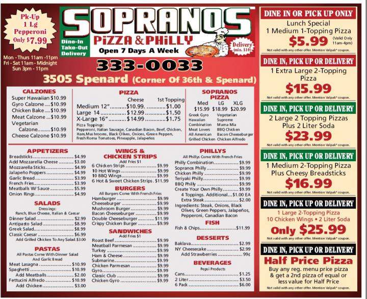 Sopranos Pizza & Philly's - Anchorage, AK