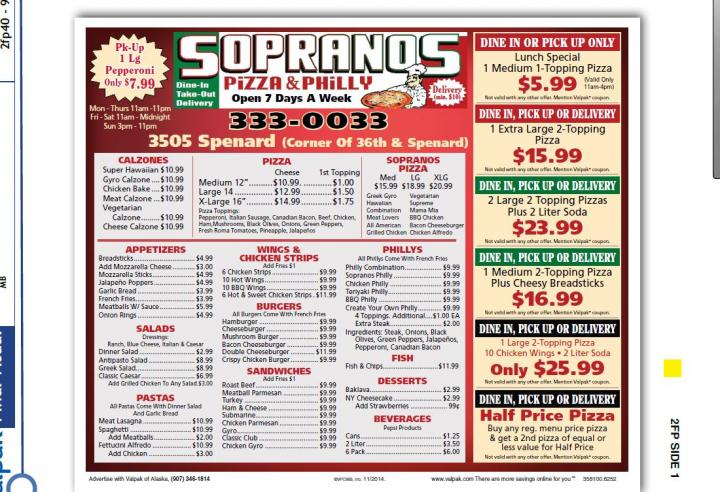 Sopranos Pizza & Philly's - Anchorage, AK