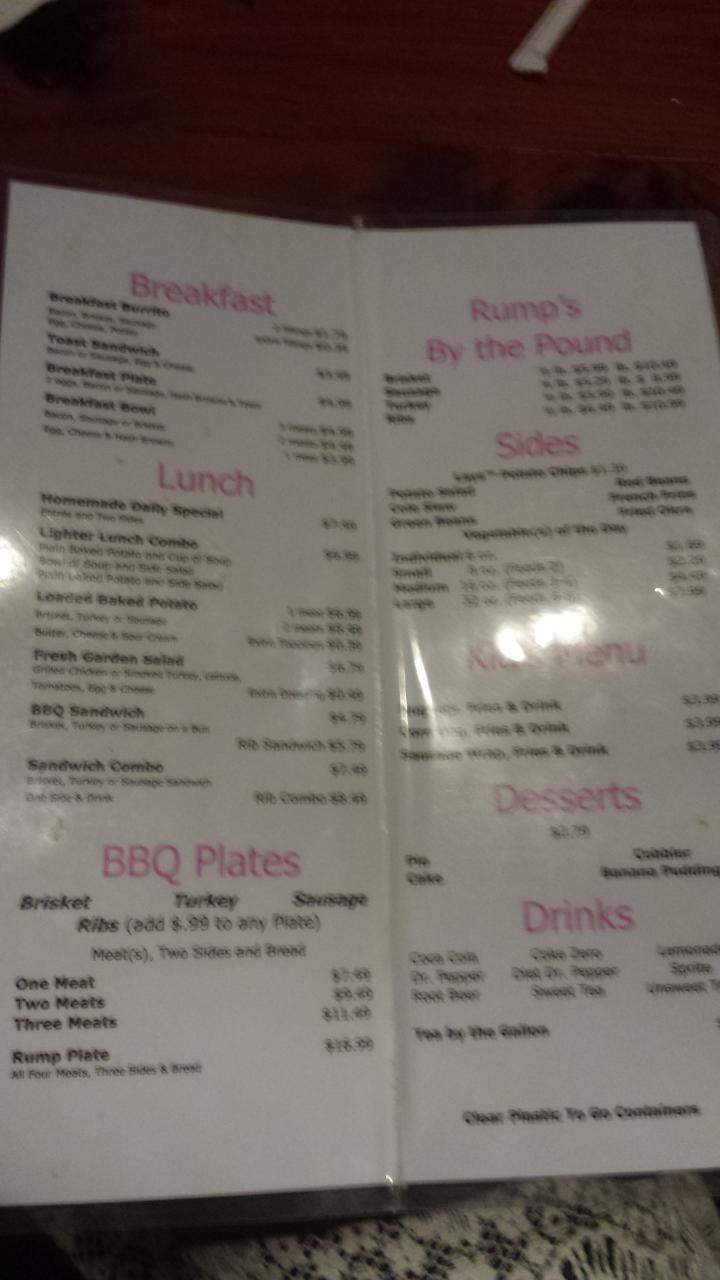 Rump's BBQ - Palestine, TX menu_pic
