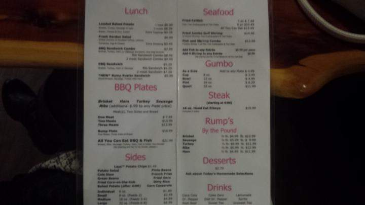 Rump's BBQ - Palestine, TX menu_pic