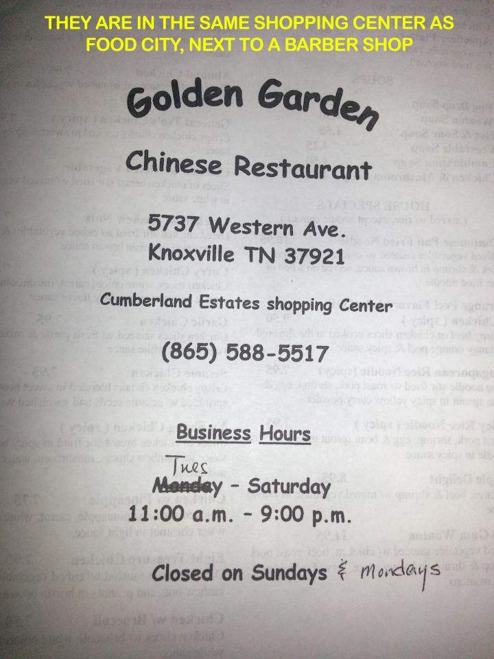 Golden Garden Chinese Restaurant - Knoxville, TN