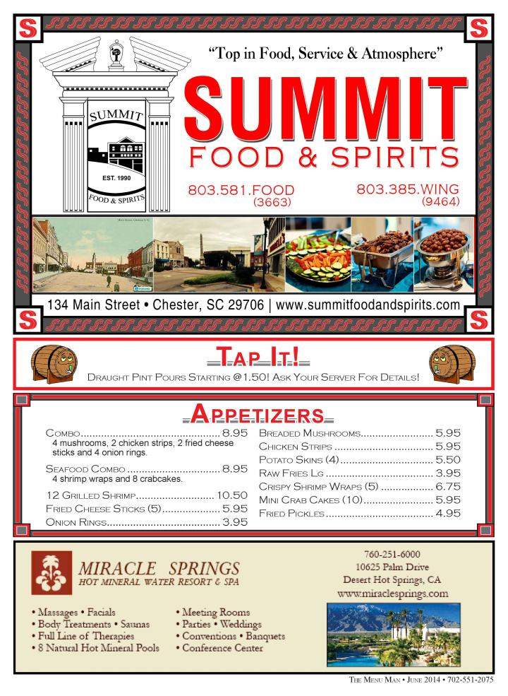 Summit Food & Spirits - Chester, SC menu_pic