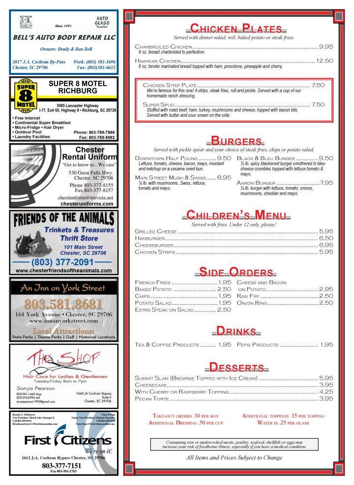 Summit Food & Spirits - Chester, SC menu_pic