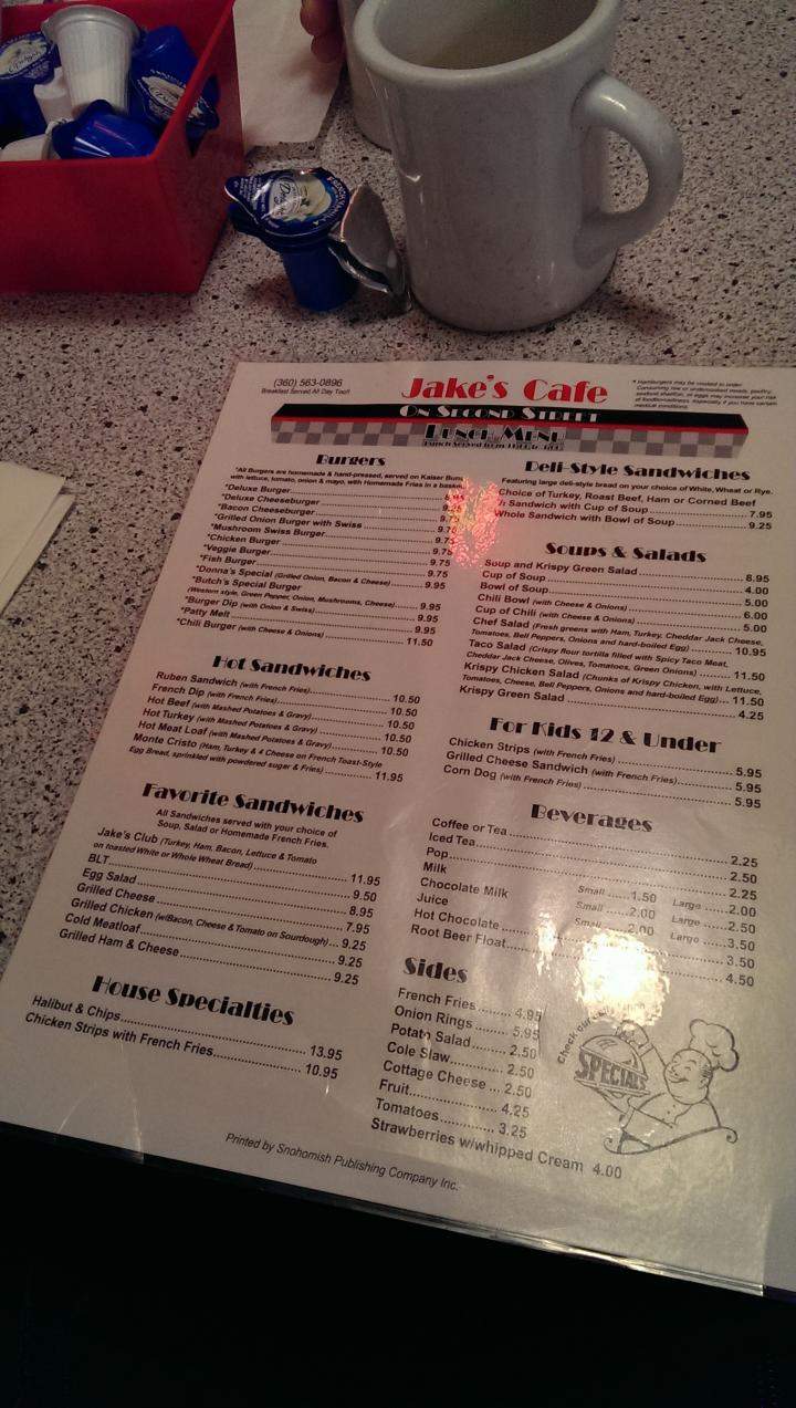 Jake's Cafe On 2nd Street - Snohomish, WA menu_pic