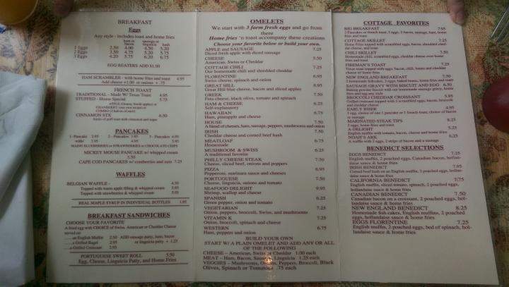 Cranberry Cottage - Wareham, MA menu_pic