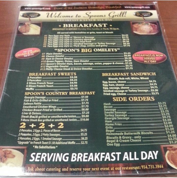 Spoons Grill & Restaurant - Lauderdale Lakes, FL menu_pic