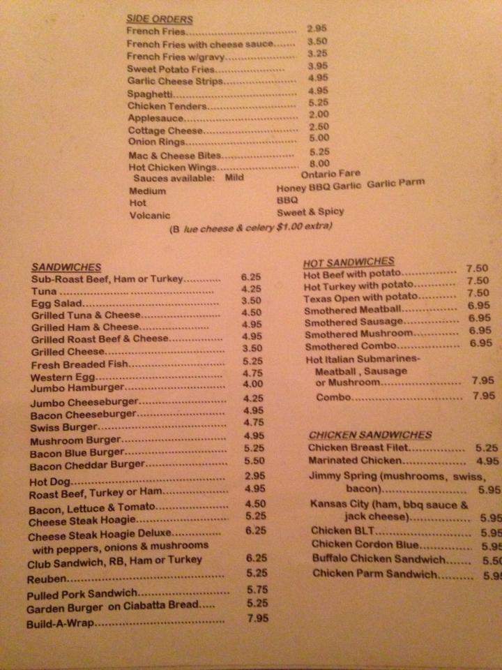 Ontario Hotel - Norwich, NY menu_pic