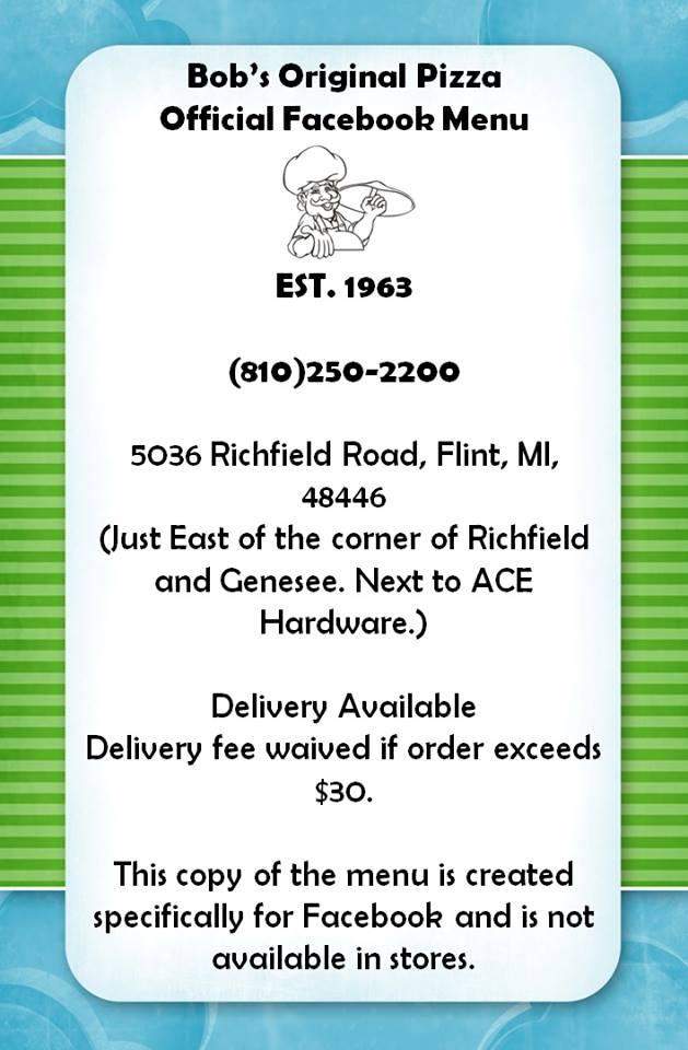 Bob's Original Pizza - Flint, MI menu_pic