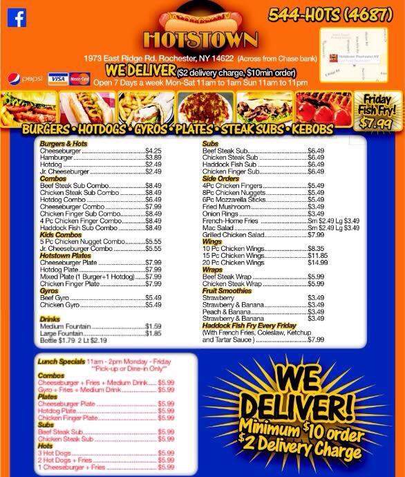 Hotstown Hots & Pizza - Rochester, NY menu_pic