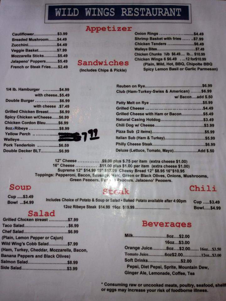 Wild Wings Restaurant & Lounge - Oak Harbor, OH menu_pic